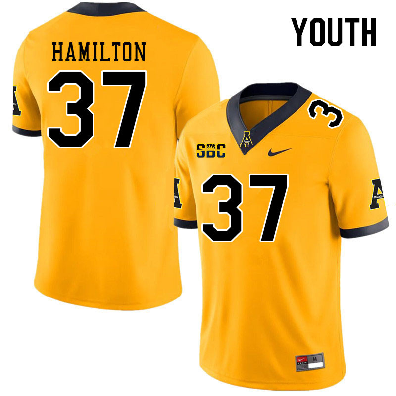 Youth #37 Andre Hamilton Appalachian State Mountaineers College Football Jerseys Stitched Sale-Gold - Click Image to Close